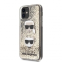 Oryginalne Etui IPHONE 11 Karl Lagerfeld Hardcase Liquid Glitter Karl&Choupette złote