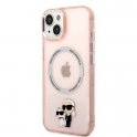 Oryginalne Etui IPHONE 14 Karl Lagerfeld Hardcase Iconic Karl&Choupette Magsafe (KLHMP14SHNKCIP) różowe
