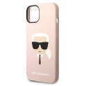 Oryginalne Etui IPHONE 14 Karl Lagerfeld Hardcase Silicone Karl`s Head (KLHCP14SSLKHLP) różowe
