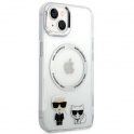 Oryginalne Etui IPHONE 14 PLUS Karl Lagerfeld Hardcase Karl & Choupette Aluminium Magsafe (KLHMP14MHKCT) transparentne