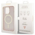 Oryginalne Etui IPHONE 14 PRO Guess Hardcase Glitter Gold MagSafe (GUHMP14LHCMCGP) różowe
