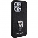 Oryginalne Etui APPLE IPHONE 15 PRO Karl Lagerfeld Hardcase Fixed Glitter Ikonik Logo Metal Pin (KLHCP15LGKNPSK) czarne