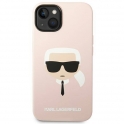 Oryginalne Etui IPHONE 14 PLUS Karl Lagerfeld Hardcase Silicone Karl`s Head Magsafe jasny róż