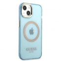 Oryginalne Etui IPHONE 13 Guess Hard Case Gold Outline Translucent MagSafe (GUHMP13MHTCMB) niebieskie