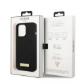 Oryginalne Etui IPHONE 13 PRO MAX Guess Hard Case Silicone Logo Plate MagSafe (GUHMP13XSPLK) czarne