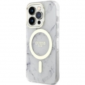 Oryginalne Etui IPHONE 14 PRO Guess Hardcase Golden Marble Collection MagSafe (GUHMP14LPCUMAH) białe