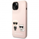 Oryginalne Etui IPHONE 14 Karl Lagerfeld Hardcase Silicone Karl & Choupette Magsafe (KLHMP14SSSKCI) różowe