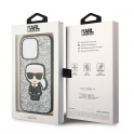 Oryginalne Etui IPHONE 14 PRO MAX Karl Lagerfeld Hardcase Glitter Flakes Ikonik (KLHCP14XGFKPG) srebrne