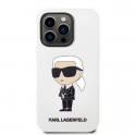 Oryginalne Etui IPHONE 14 PRO Karl Lagerfeld Hardcase Silicone Ikonik (KLHCP14LSNIKBCH) białe