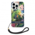 Oryginalne Etui IPHONE 14 PRO MAX Guess Hardcase Flower Strap (GUOHCP14XHFLSB) niebieskie