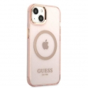 Oryginalne Etui IPHONE 13 Guess Hard Case Gold Outline Translucent MagSafe (GUHMP13MHTCMP) różowe