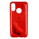 Etui Brokat Glitter HUAWEI P30 LITE czerwony kwiat