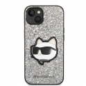 Oryginalne Etui IPHONE 14 Karl Lagerfeld Hardcase Glitter Choupette Patch (KLHCP14SG2CPS) srebrne
