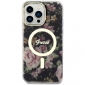 Oryginalne Etui IPHONE 14 PRO MAX Guess Hardcase Flower MagSafe (GUHMP14XHCFWSK) czarne