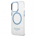 Oryginalne Etui IPHONE 13 PRO MAX Guess Hard Case Metal Outline Magsafe (GUHMP13XHTRMB) niebieskie