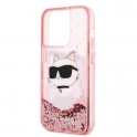 Oryginalne Etui IPHONE 14 PRO Karl Lagerfeld Hardcase Glitter Choupette Head (KLHCP14LLNCHCP) różowe