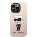 Oryginalne Etui IPHONE 14 PRO Karl Lagerfeld Hardcase Silicone Ikonik (KLHCP14LSNIKBCP) różowe