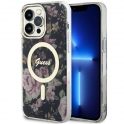 Oryginalne Etui IPHONE 14 PRO MAX Guess Hardcase Flower MagSafe (GUHMP14XHCFWSK) czarne