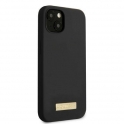 Oryginalne Etui IPHONE 13 MINI Guess Hard Case Silicone Logo Plate MagSafe (GUHMP13SSPLK) czarne
