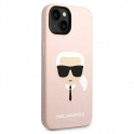 Oryginalne Etui IPHONE 14 PLUS Karl Lagerfeld Hardcase Silicone Karl`s Head (KLHCP14MSLKHLP) różowe