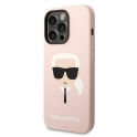 Oryginalne Etui IPHONE 14 PRO Karl Lagerfeld Hardcase Silicone Karl`s Head MagSafe (KLHMP14LSLKHLP) różowe