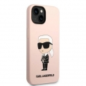 Oryginalne Etui IPHONE 14 PLUS Karl Lagerfeld Hardcase Silicone Ikonik (KLHCP14MSNIKBCP) różowe