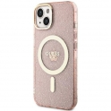 Oryginalne Etui IPHONE 14 Guess Hardcase Glitter Gold MagSafe (GUHMP14SHCMCGP) różowe