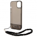Oryginalne Etui IPHONE 14 Guess Hardcase Translucent Pearl Strap czarne