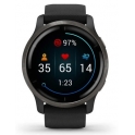 Smartwatch Garmin Venu 2 Niebieskoszara ramka ze stali nierdzewnej z czarną kopertą i silikonowym paskiem 010-02430-11