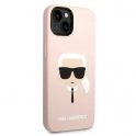 Oryginalne Etui IPHONE 14 Karl Lagerfeld Hardcase Silicone Karl`s Head (KLHCP14SSLKHLP) różowe