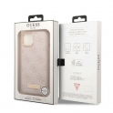 Oryginalne Etui IPHONE 13 Guess Hard Case 4G Logo Plate MagSafe różowe