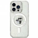 Oryginalne Etui APPLE IPHONE 15 PRO Karl Lagerfeld Hardcase Karl&Choupette Glitter MagSafe (KLHMP15LHGKCNOT) transparentne