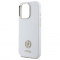 Oryginalne Etui IPHONE 16 PRO MAX Guess Hardcase Silicone Logo Strass 4G (GUHCP16XM4DGPH) białe