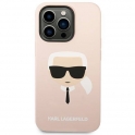 Oryginalne Etui IPHONE 14 PRO Karl Lagerfeld Hardcase Silicone Karl`s Head jasny róż