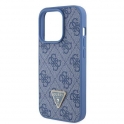 Oryginalne Etui APPLE IPHONE 15 PRO Guess Hardcase Leather 4G Triangle Strass (GUHCP15LP4TDPB) niebieskie