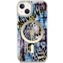 Oryginalne Etui IPHONE 14 Guess Hardcase Leopard MagSafe (GUHMP14SHLEOPWB) niebieskie
