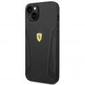 Oryginalne Etui IPHONE 14 Ferrari Hardcase Leather Stamp Sides (FEHCP14SRBUK) czarne