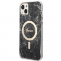 Oryginalne Etui IPHONE 14 PLUS Guess Hardcase Marble MagSafe + Wireless Charger (GUBPP14LHMEACSK) czarne