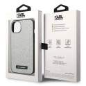 Oryginalne Etui IPHONE 14 PLUS Karl Lagerfeld Hardcase Glitter Plaque Logo (KLHCP14MG2ELS) srebrne