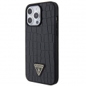 Oryginalne Etui APPLE IPHONE 15 PRO Guess Hardcase Croco Triangle Metal Logo (GUHCP15XPCRTHCK) czarne