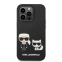 Oryginalne Etui IPHONE 14 PRO Karl Lagerfeld Hardcase Liquid Silicone Karl & Choupette Magsafe (KLHMP14LSSKCK) czarne