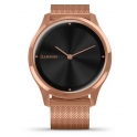 Zegarek Garmin Vivomove  Luxe - Koperta ze stali nierdzewnej z 18-karatowym różowym złotem PVD z różowo-złotą bransoletą typu milanese