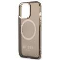 Oryginalne Etui IPHONE 13 PRO MAX Guess Hard Case Gold Outline Translucent MagSafe (GUHMP13XHTCMK) czarne