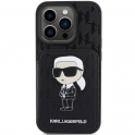 Oryginalne Etui APPLE IPHONE 15 PRO Karl Lagerfeld Hardcase Saffiano Cardslots and Stand Monogram Ikonik Patch (KLHCP15LSAKKNSCK) czarne