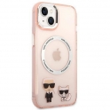 Oryginalne Etui IPHONE 14 PLUS Karl Lagerfeld Hardcase Karl & Choupette Aluminium Magsafe (KLHMP14MHKCP) różowe