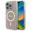 Oryginalne Etui IPHONE 16 PRO MAX Guess Hardcase IML 4G MagSafe (GUHMP16XH4STP) różowe