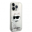 Oryginalne Etui IPHONE 14 PRO MAX Karl Lagerfeld Hardcase Glitter Choupette Patch (KLHCP14XLNCHCS) srebrne