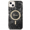 Oryginalne Etui IPHONE 14 PLUS Guess Hardcase Marble MagSafe + Wireless Charger (GUBPP14LHMEACSK) czarne