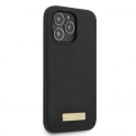 Oryginalne Etui IPHONE 13 PRO Guess Hard Case Silicone Logo Plate MagSafe (GUHMP13LSPLK) czarne