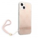 Oryginalne Etui IPHONE 14 Guess Hardcase 4G Print Strap (GUOHCP14SH4STP) różowe